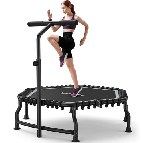 Image of ANCHEER 50 inch Rebounder Trampoline for Adults- 2026 Foldable Mini Trampoline with Bar- Exercise Trampoline for Adults, Max Load 560lbs, for Indoor /Garden Workout