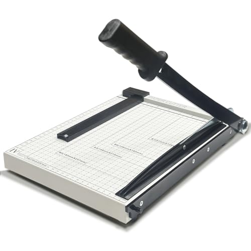 Image of Guillotine Paper Cutter A4, 12" Heavy Cardboard Cutting Paperduty with Metal Base Trimmers, Tool to Cut Perfect Papercut Photo Coupon Label Cardstock