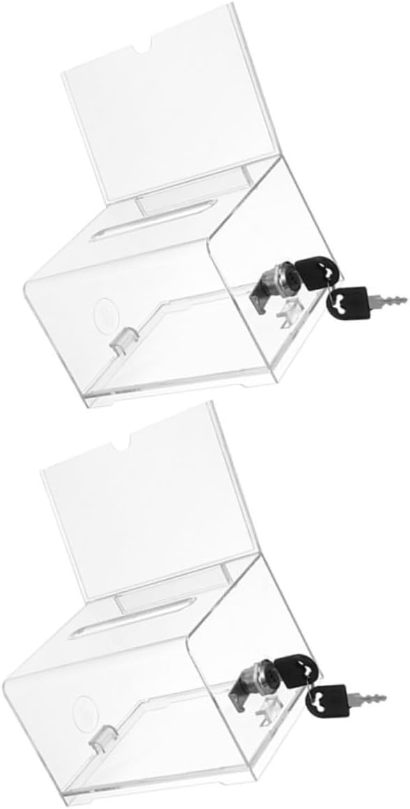 4pcs Clear Acrylic Card Storage Box Multi-function Tip Box for Business Cards Raffle Tickets Money Secure Lockable Design for Events and Organizing