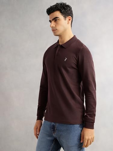 Image of Thomas Scott Men's | Solid | Full Sleeve | Regular Fit | Cotton Blend | Polo Collar | Casual Tshirt