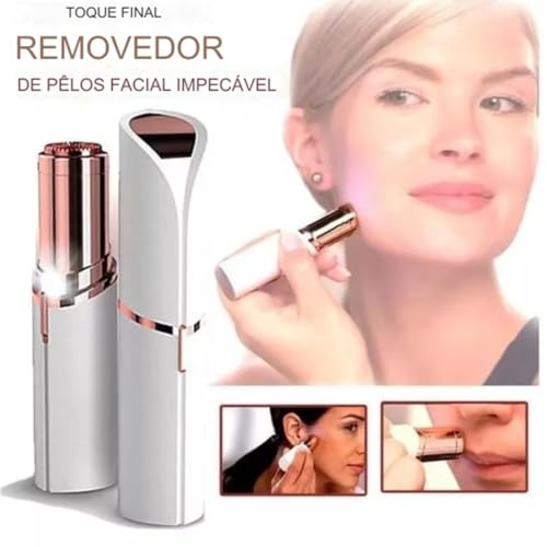 Depilador Facial Indolor em Formato de Batom Portátil Eficaz Removedor de Pelos do Buço e Rosto