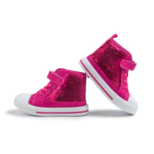 Kannior Toddler Unisex Classic Sequins Canvas Sneaker High Top Slip On Denim Glitter Casual Shoe Sparkle Color Changing Flip Walking Shoes4