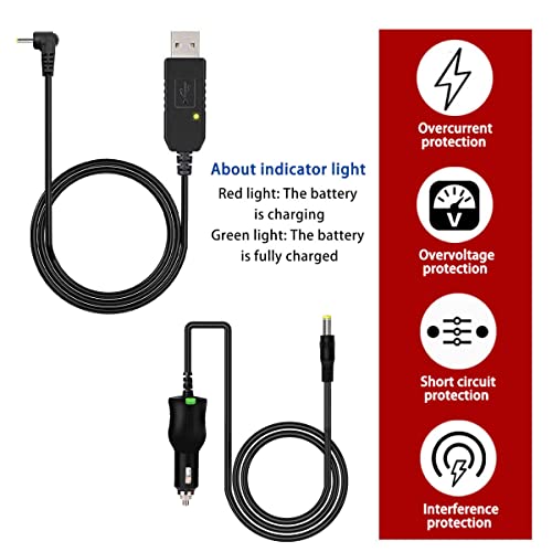 Baofeng 2.5Mm Usb And Car Battery Charger Cable For Baofeng Battery Ar-152 Uv-5R Uv-S9 Plus And Uv-82 3800Mah Bl-5L And Bl-8 High Capacity Batteries For Two Way Radios thumb #1