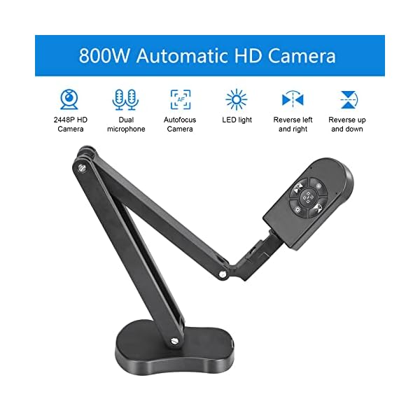Kitchbai USB Dokumentenkamera und Visualizer 8MP, 2448P Webcam, Vorlagen bis A3 mit 3-Stufen-LED-Licht, Bildumkehr… – Bild 3