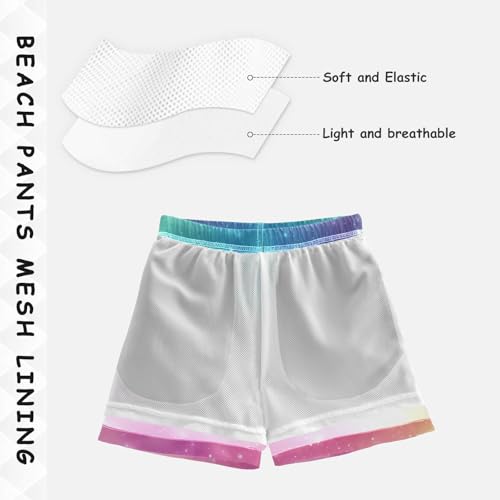 Pigsaly Boys' Swim Board Shorts Rainbow Pink Gradient Boy's Swim Trunks Kids Swimwear M4