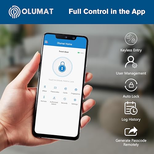 Fechadura de porta de entrada sem chave com alça: Olumat fechadura inteligente com impressão digital