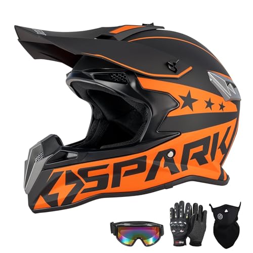 SPARK ATV & Dirt Bike Helmet for Adults - DOT Certified Motocross Helmet with Quick Release, Lightweight Off-Road Design for Motocross & Trail Riding (Matte Orange Voyager, Medium) - Image 2