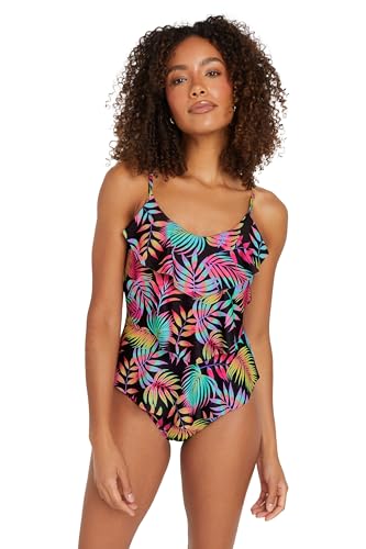 Image of M&Co Rainbow Tropical Print Triple Frill Swimsuit - Women's