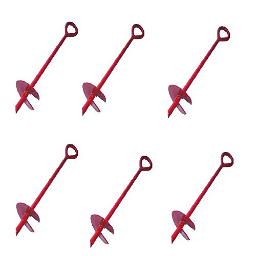 MTB Supply 6 Pack 15 Inch Auger Earth Anchor 3 Inch W Helix, 12mm Rod,Heavy Duty Ground Anchor Hook for Guying Tents Fencing Canopies Garden Beach Picnic Camping