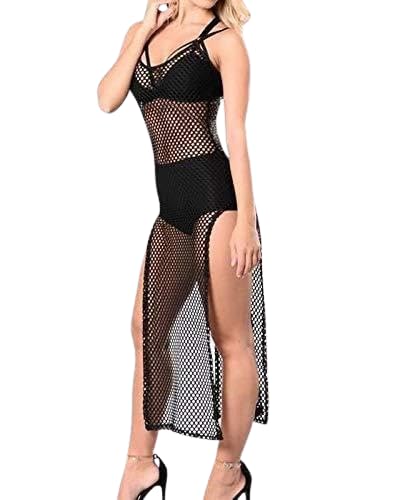 jaanshi Women's Sexy Sheer Cover Up Side Split Transparent Dress Transparent Babydoll Net Baby Doll Dress See Through Dress Honeymoon Beachwear See Through Dress for Woman Beach Dress-picture-44