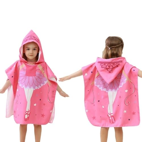 Sumneo Kinder Badetuch mit Kapuze – 100% Baumwolle, Poncho Strandtuch für Mädchen & Jungen, Weiches Saunatuch mit Motiv, Ideal als Bademantel Ersatz für Baby & Kleinkind (3-12 Jahre) (Prinzessin)