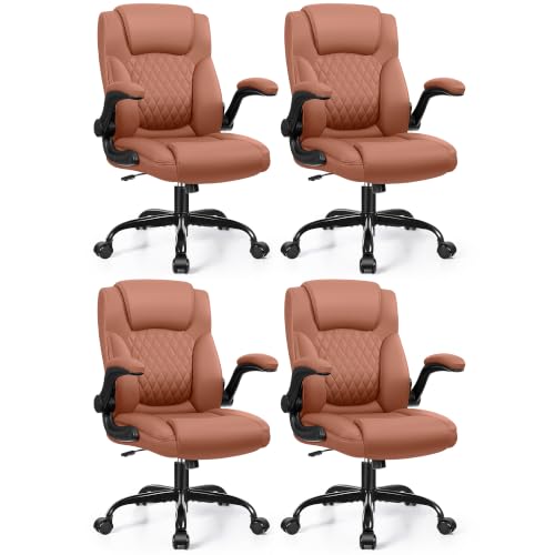 Image of Leather Office Chair, PU Home Computer Desk Chairs with Ergonomic Back Support, 360Swivel Free,Small Gaming Chair with Wheels and Adjustable Armrests, for Short People Use