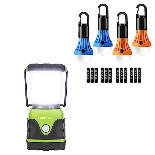 Lighting EVER Bundle – 2 Items：1000LM Battery Powered LED Camping Lantern & Hanging LED Camping Lantern with Clip Hook