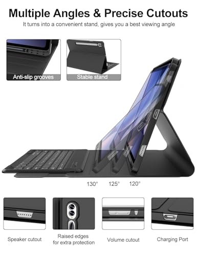 Image of Case with Keyboard for Samsung Galaxy S10 Ultra /S9 Ultra /S8 Ultra 14.6 inch | Magnetic Detachable Wireless Bluetooth Keyboard, Slim Protective Folio Case with S Pen Holder, Auto Sleep /Wake