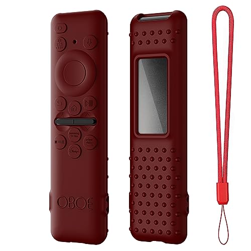 Image of Oboe Silicone Tv Remote Cover Compatible with Samsung Smart Tv Remote 2023 Model TM-2360 E Remote Protective Key Cover Case with Lanyard (D-Wine Red) [Remote NOT Included]