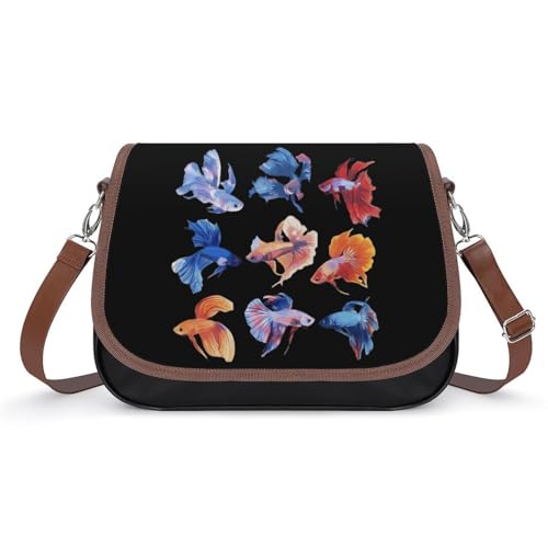 Watercolor Betta Fish Small Crossbody Bags for Women Shoulder Handbag with Adjustable Strap for Travel