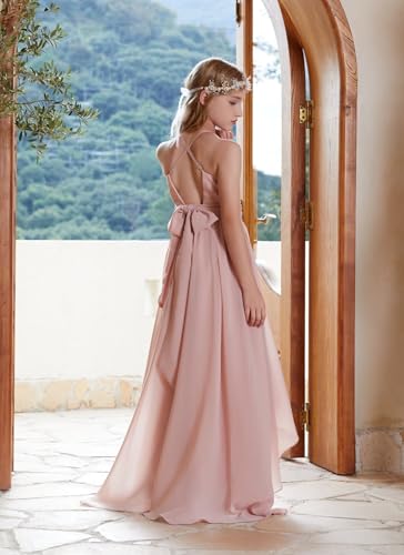 Kids Girls Junior Bridesmaid Dresses Chiffon A-line High Low Flower Girls Dresses for Wedding Party2