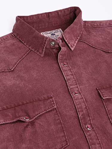 Image of Dennis Lingo Men's Solid Slim Fit Cotton Casual Shirt with Spread Collar & Full Sleeves