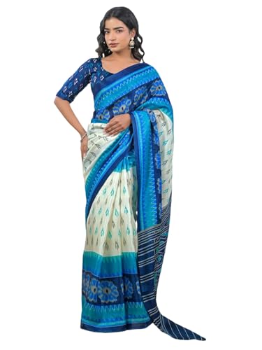 Image of SIRIL Women's Cotton Printed Saree With Unstitched Blouse Piece