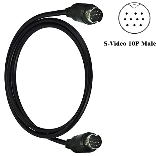 S Vedio 10 Pin Mini DIN Male to Male Audio Cable for TV Receiver Monitor Projector Audio and Video Receiver etc (5FT)