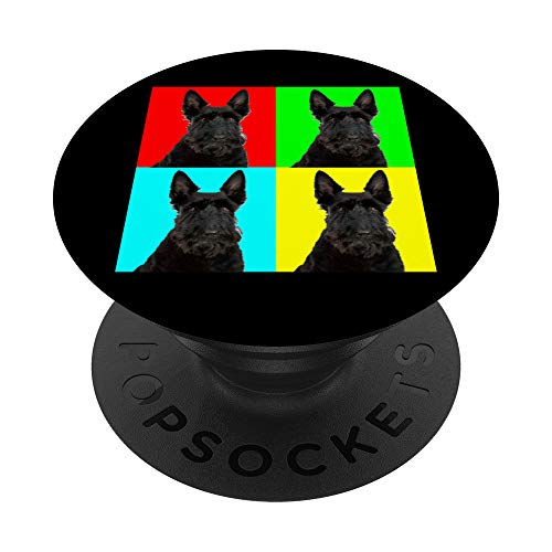 Pop Art Dog Scottish Terrier PopSockets PopGrip: Agarre intercambiable para Teléfonos y Tabletas