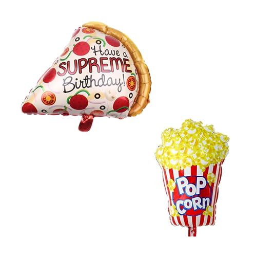 Image of Aluminium 6 pcs Food Theme Birthday Decorations Pizza Candy Burger & Donut Balloons for Birthday Donut Birthday Decorations Items (Pack of 6, Multicolor)
