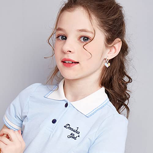 Newitin 32 Pairs Girls Hoop Earrings Kids Cute Earrings Y2K Earrings Colorful Enamel Earrings For Girls Hypoallergenic Earrings Dangle Hoop Earrings For Toddler Women #TOP6