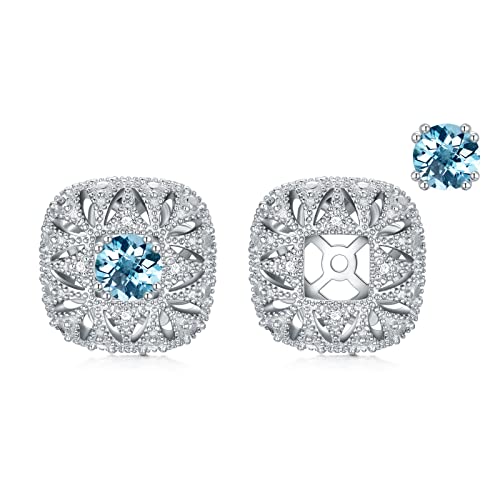 Vestes d'oreilles en diamant boucles vintage topaze bleue femme argent sterling