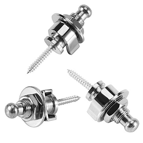Tbest Serrures de Sangle Guitare, Security Lock Jeu Complet 10 x Serrures de Sangle de Basse en Métal pour Guitare, Accessoire Antidérapant pour Guitare électrique (argent)