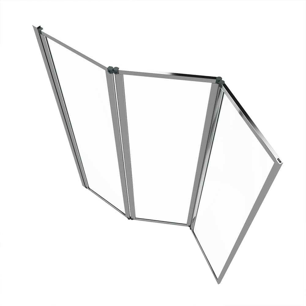 Marwell Triple Chrome ścianka prysznicowa do wanny 125 x 143 cm składana ścianka wannowa chromowana nakładka na wannę z przezroczystym szkłem