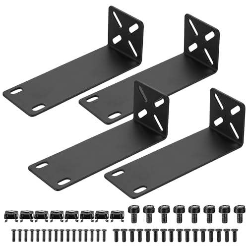 Kit de Montaje en Rack de 19 Pulgadas, Rack Mount Kit, Oreja de Montaje en Rack Ajustable de 14 a 30 mm en Conmutador de 19' Compatibles con Netgear TRENDnet Cisco D-Link HP, 7,9' a 19' (143 mm)