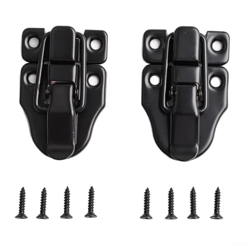 Paquete de 4 cerraduras de seguridad para cajones, cerraduras clásicas negras para caja de herramientas con tornillos endurecidos para armarios, para puertas/gabinetes/ventanas