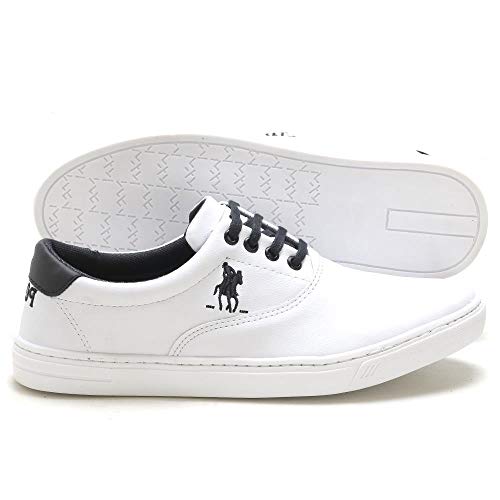 Kit Tênis Casual Polo Sapatênis Masculino Almofadado + Boné Cor:Branco,Tamanho:41