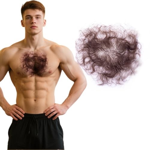 INFTOYCO Fake Chest Hair Body Hairs Adding Hair Volume Enhancement of Manliness Handmade Full Lace Fake Realistic Chest hair (Style 4)
