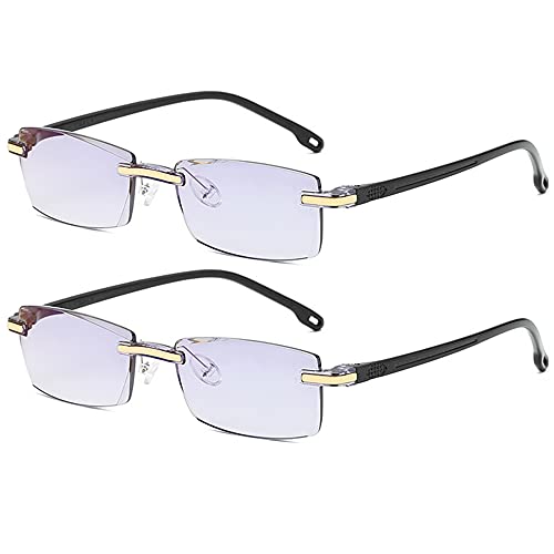 Image of AUGEN Blue Block Rimless Reading Glasses Gold Clear Unisex Free Size Power (+2.50, Pack Of 2)