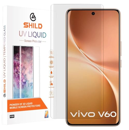 Image of SHILD - (Pack of 1) UV Tempered Glass Screen Protector for Vivo V60 5G (6.77 inch) | 9H Hardness | HD Clarity | Fingerprint Unlock Compatible | Full Edge-to-Edge Coverage | Easy UV Installation (Clear UV, Vivo V60)