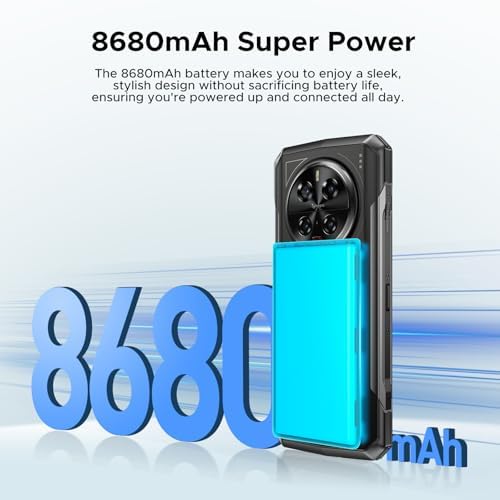 DOOGEE V40 Rugged Smartphone 5G,32GB+512GB/2TB Android 14 Rugged Phone,4nm D7300,6.78" FHD+120Hz Rugged Unlocked Cell Phone,108MP+20MP Night Vision,8680mAh,3 Card Slots/Dual Unlock/NFC/Wi-Fi6E/IP69K