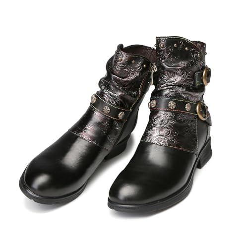 Superladystar's Handmade Cowhide Leather Retro Style Women's Flat Shoes, Ethnic Style, Wide,Comfortable4