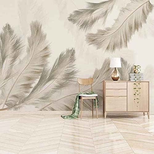 Grey Feather Wall Mural, 3D Poster Peel And Stick Self-Adhesive Wallpaper, Removable Sticker Home Decor Tv Background Large Art Wall Painting 116"X 83"(W X H) #TOP2