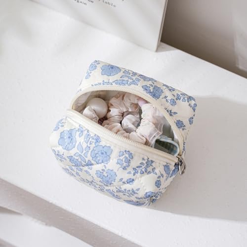 Cute Cotton Mini Cosmetic Bags for Purse,Featherweight Small Quilted Makeup Bag with Zipper, Lipstick Pouch Organizer for Women Girls(02Small Bear)4