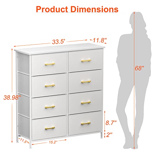 Tall-Dresser-for-Bedroom-with-8-Drawers-Chest-of-Drawers-for-Closet-Living-Room-Hallway-Nursery-White-Dresser-with-Sturdy-Steel-Frame-Fabric-Bins-Leather-Finish-Wood-Top-White Tall Dresser for Bedroom with 8 Drawers Chest of Drawers for Closet Living Room Hallway Nursery White Dresser with Sturdy Steel Frame Fabric Bins Leather Finish Wood Top White