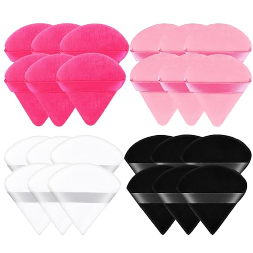 Bliceon 24 Stück Dreieck Makeup Puderquasten, Puderquaste, Makeup Schwämmchen, nass trockene Dreieck-Puderquaste-Pads für loses Puder, Körperpuder, Grundierung, Make-up-Schwämmchen