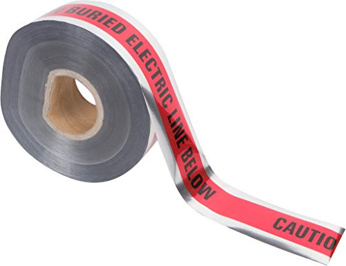 Morris Products Underground Electrical Foil Lined Caution Tape – 3" Width – Detectable From 12-24" Depths – Red – Printed With Caution Buried Electric Line Below – 1,000' Length, 1-Pack #TOP3