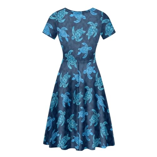 Image of Biyejit Women's Summer Casual Short Sleeve T-Shirt Swing Dress Crew Neck Plus Size S-4XL