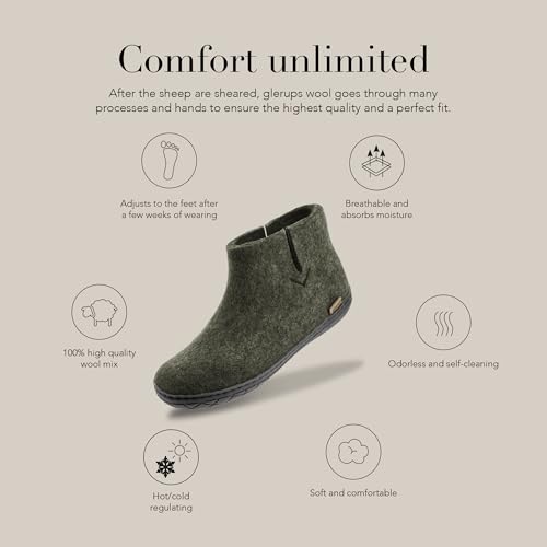 Image of Glerups 100% quality wool mix Boot Slipper with rubber sole - Unisex