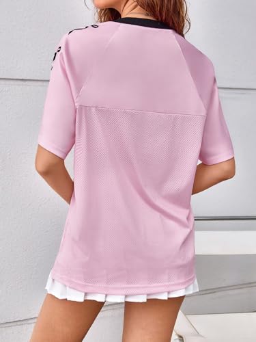 Floerns Women's Cute Bowknot Print Football Jersey Shirts Practice Tee Shirts2