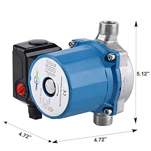 BOKYWOX Hot Water Circulating Pump - 3/4'' NPT, 3-Speed Stainless Steel 304, Blue - Thumbnail 3