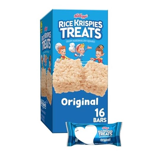 Rice Krispies Treats Crispy Marshmallow Squares, Kids Snacks, Cereal Bars, Original, 12.4oz Box (16 Bars)