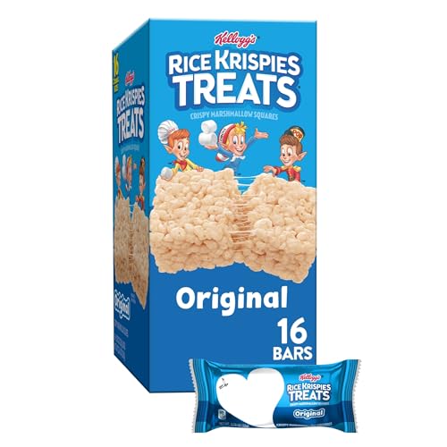 Rice Krispies Treats Crispy Marshmallow Squares, Kids Snack Box, Cereal Bars, Original (16 Bars)
