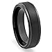 6MM Titanium Ring Wedding Band Black Plated, Brushed Top and Grooved Polished Edges